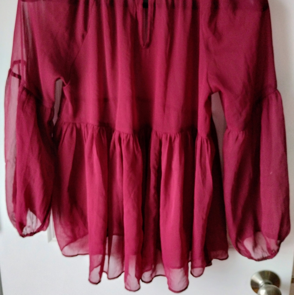 Silk top with bell sleeve